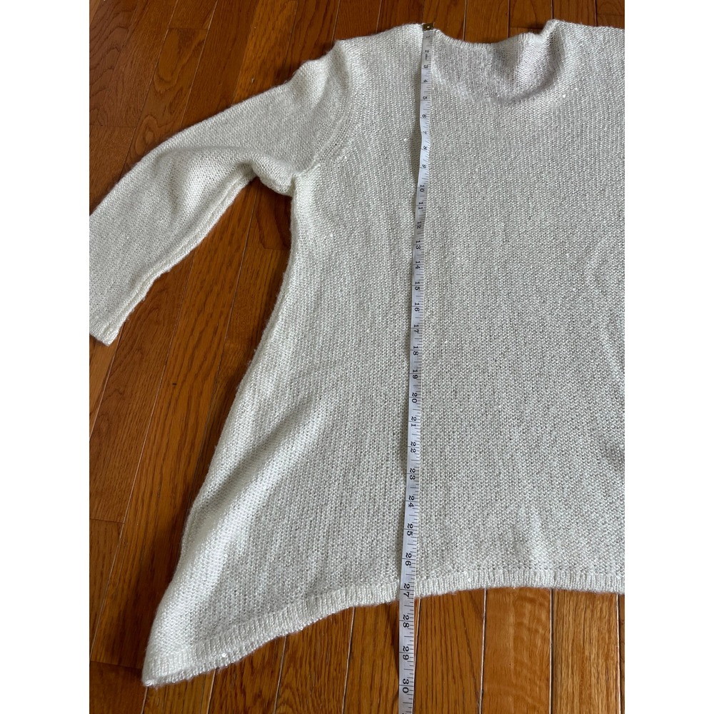 Anne Klein Sweater Womens XL Off White Lagenlook Knitted Tunic Sequins Pullover - Picture 8 of 9